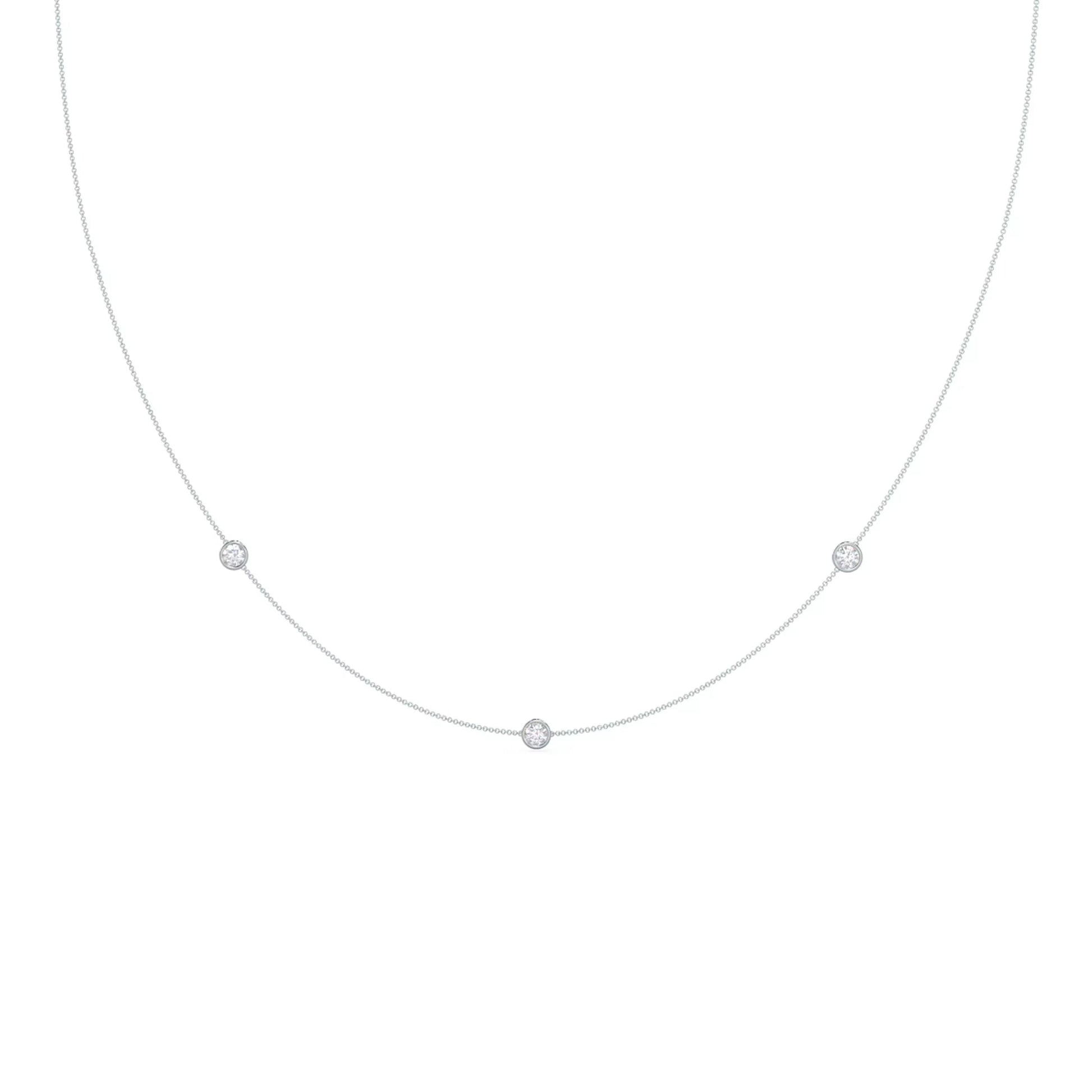 0.30 TCW Round Moissanite Diamond Floating Diamond Bezel Necklace in Solid Gold 5