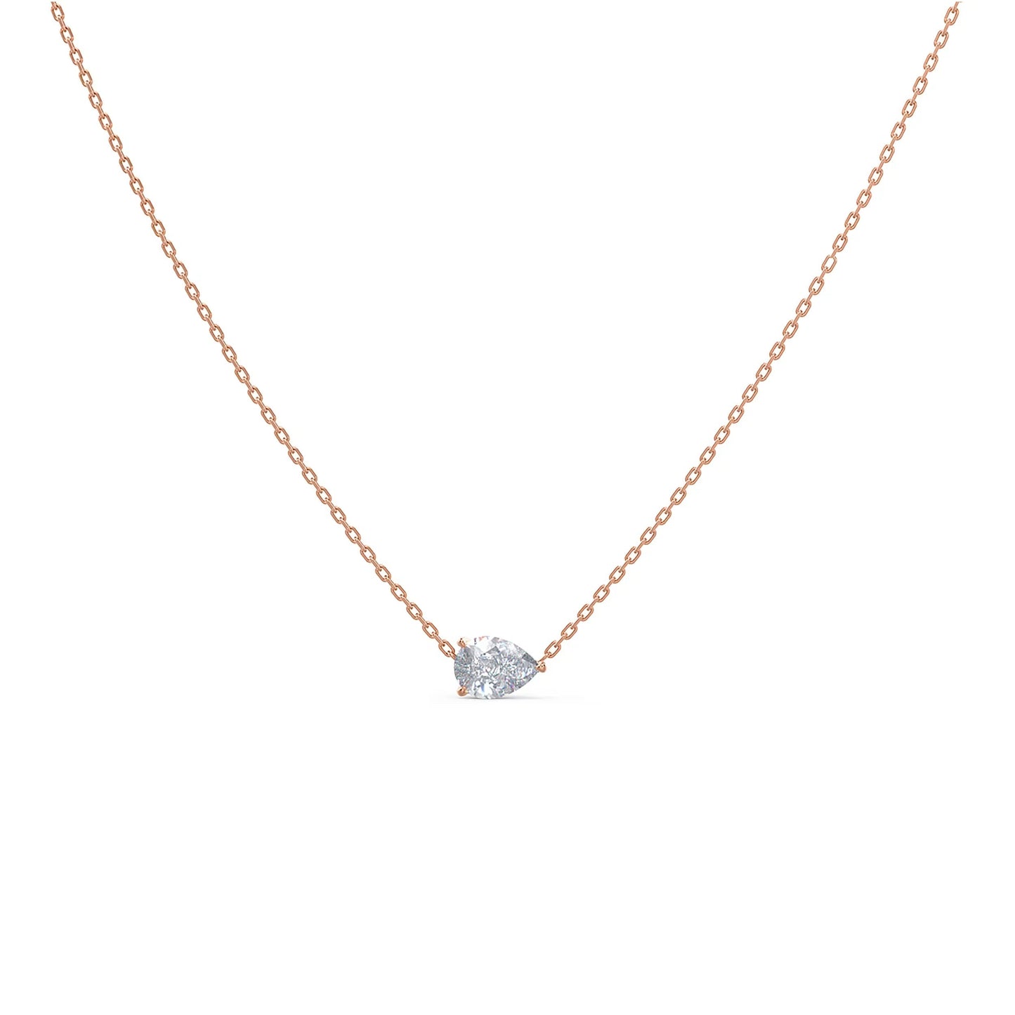 1.0 CT East West Pear Cut Moissanite Diamond Solitaire Pendant Necklace in Solid Gold 6