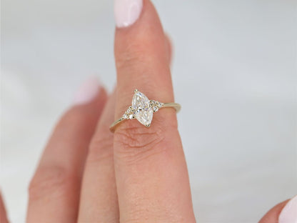 Stunning 1 CT Marquise Moissanite Engagement Ring With Cluster Design 4