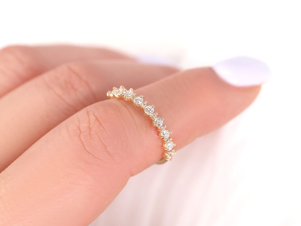 Stunning 0.35 TCW Round Moissanite Stones Half Eternity Wedding Bands 7