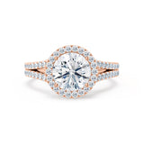 0.50 CT Round Halo CVD F/VS1 Diamond Engagement Ring