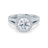 0.50 CT Round Halo CVD F/VS1 Diamond Engagement Ring
