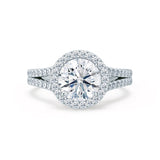 0.50 CT Round Halo CVD F/VS1 Diamond Engagement Ring