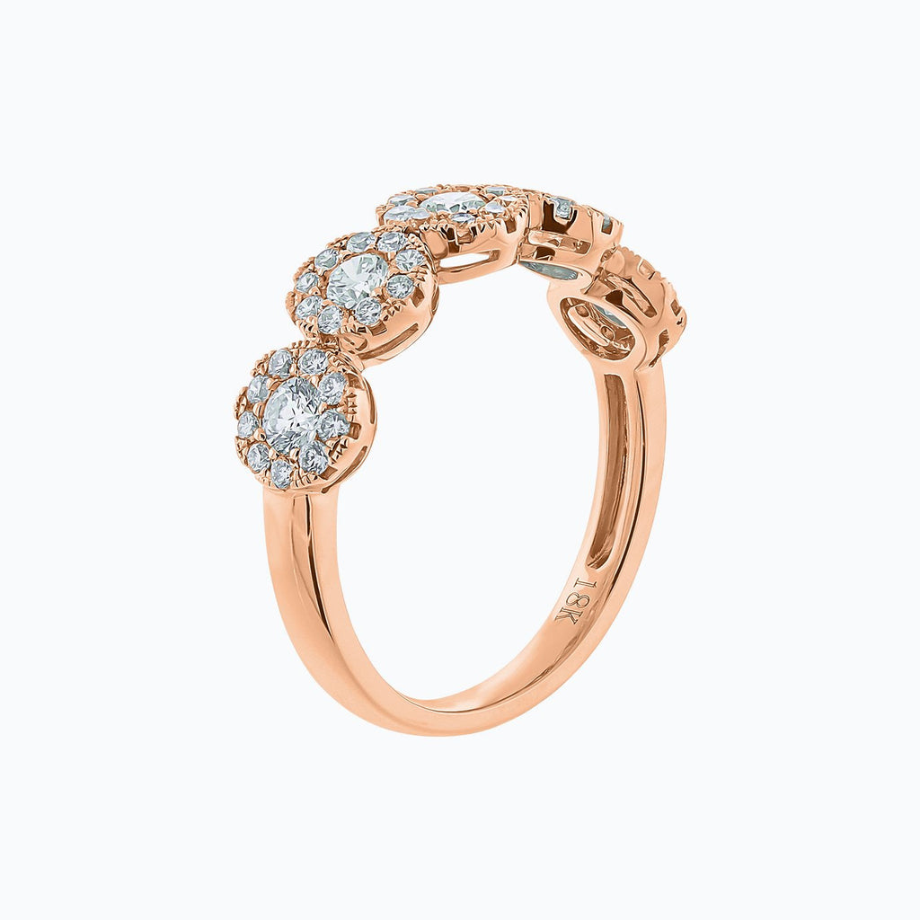 0.93 CT Round Halo Style Lab Grown Diamond Wedding Band