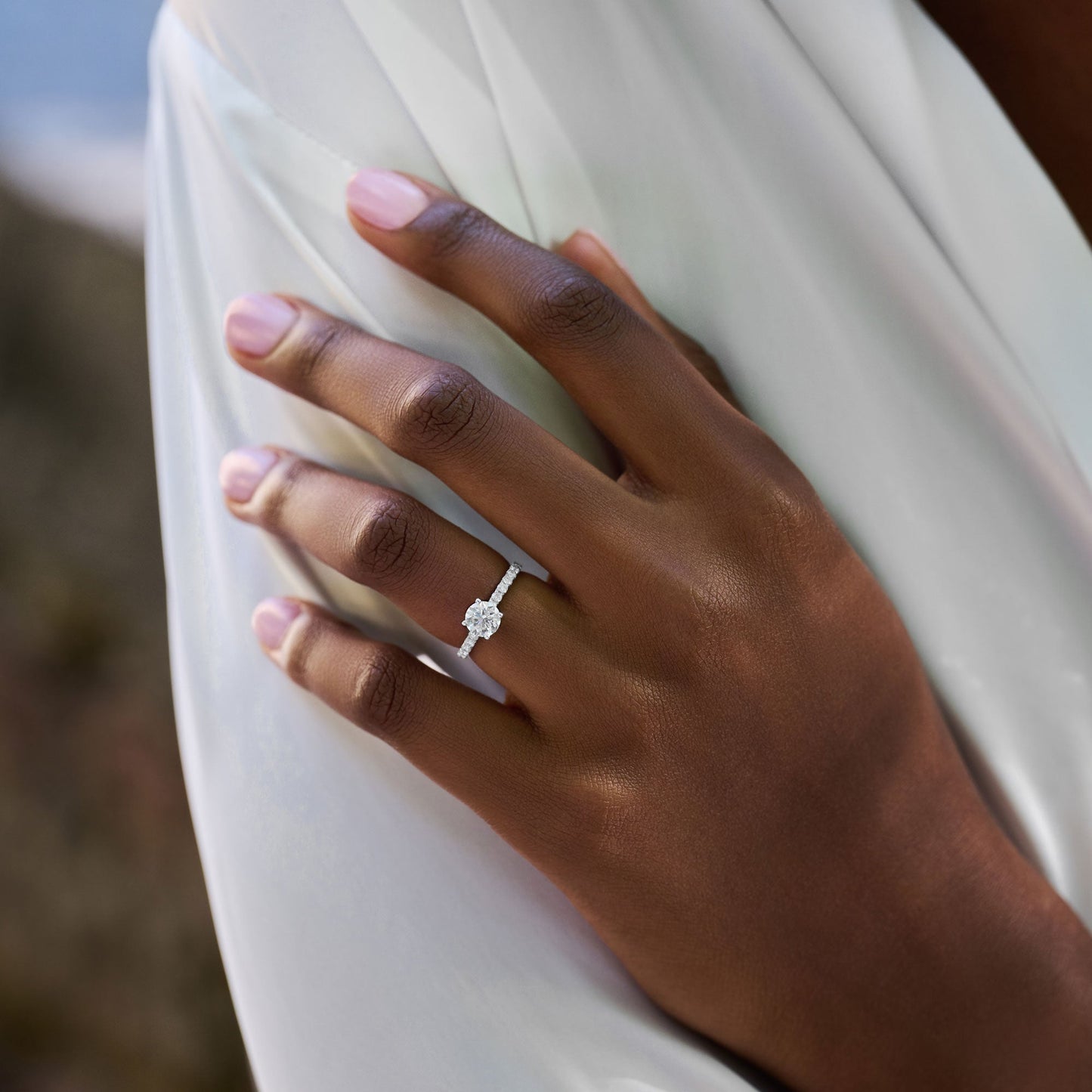 1.03 CT Round Cut Pave CVD F/VS1 Diamond Engagement Ring 2