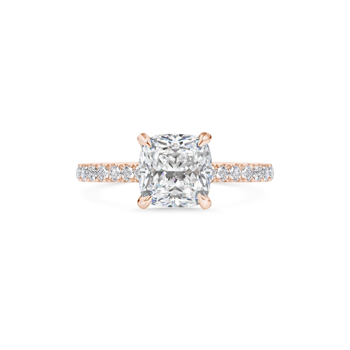 2 CT Cushion Cut Pave CVD F/VS1 Diamond Engagement Ring 7