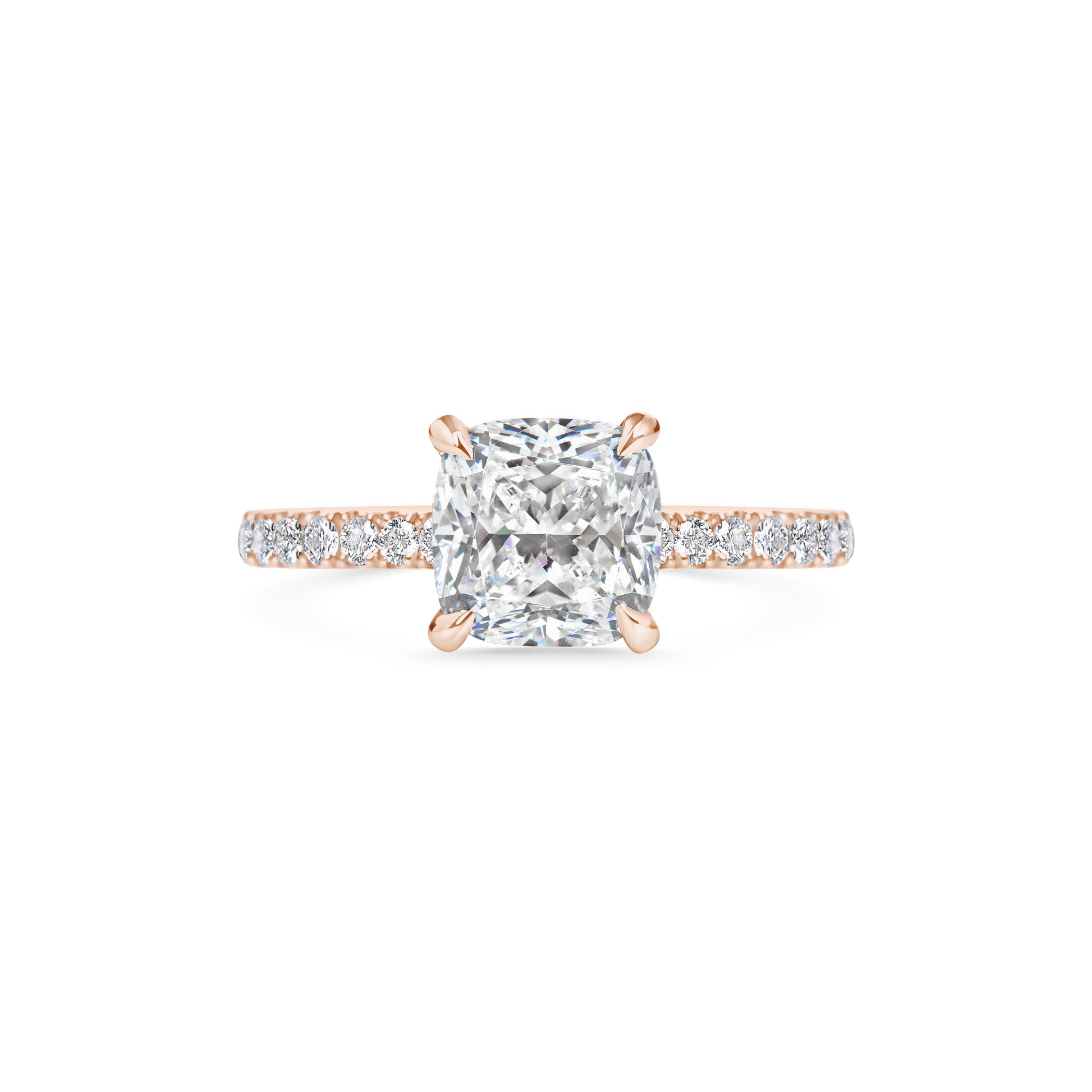 2 CT Cushion Cut Pave CVD F/VS1 Diamond Engagement Ring 7