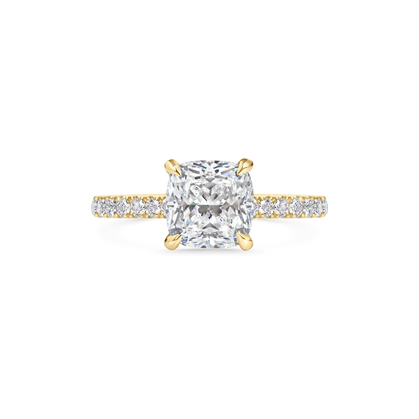 2 CT Cushion Cut Pave CVD F/VS1 Diamond Engagement Ring 9