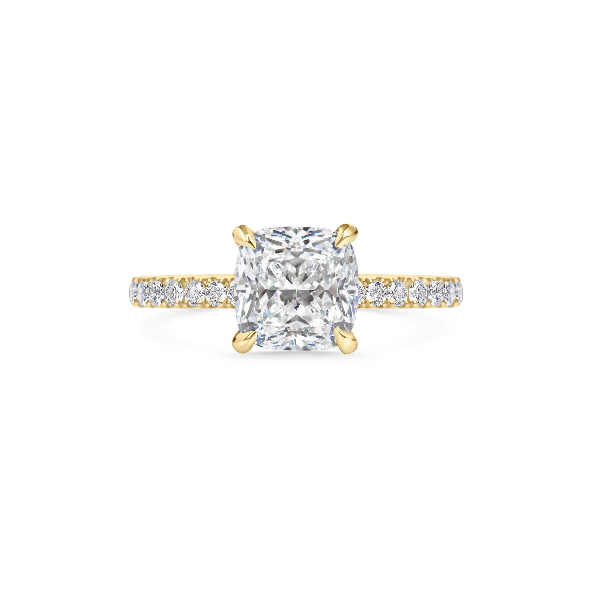 2 CT Cushion Cut Pave CVD F/VS1 Diamond Engagement Ring 9