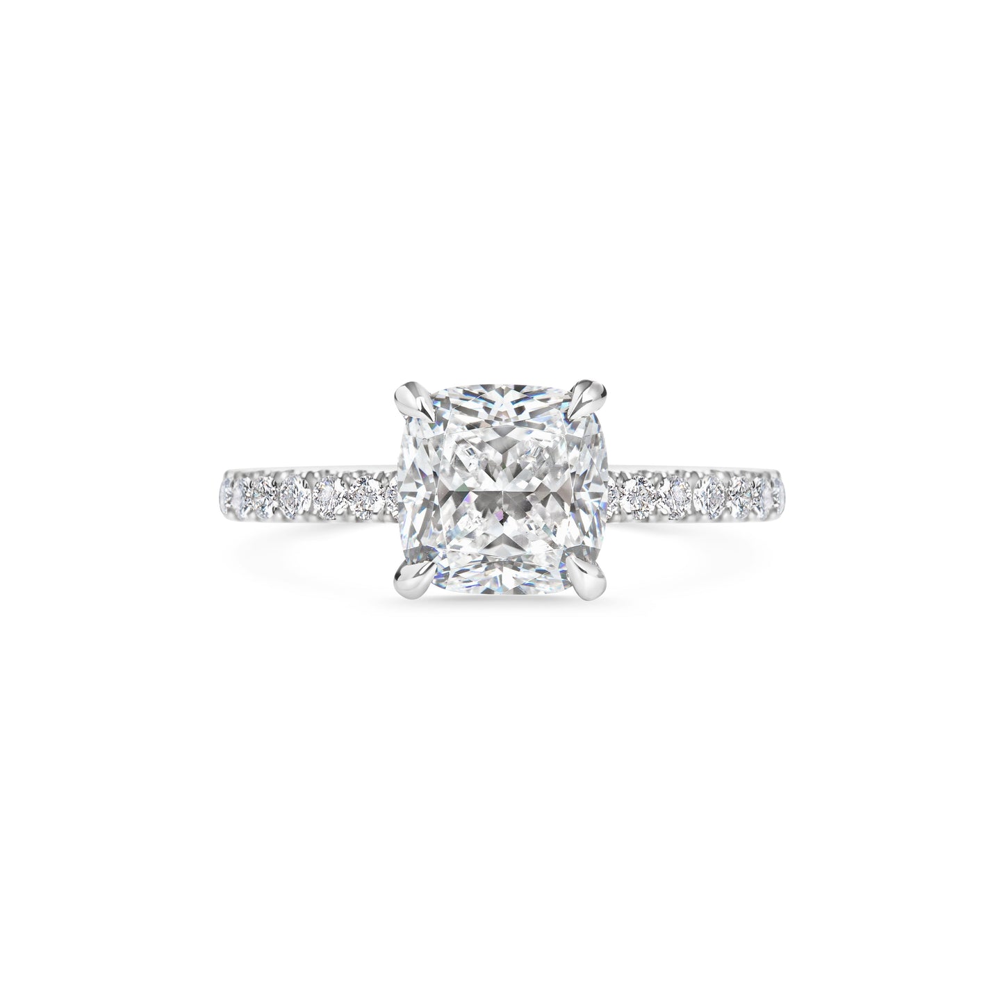 2 CT Cushion Cut Pave CVD F/VS1 Diamond Engagement Ring 1