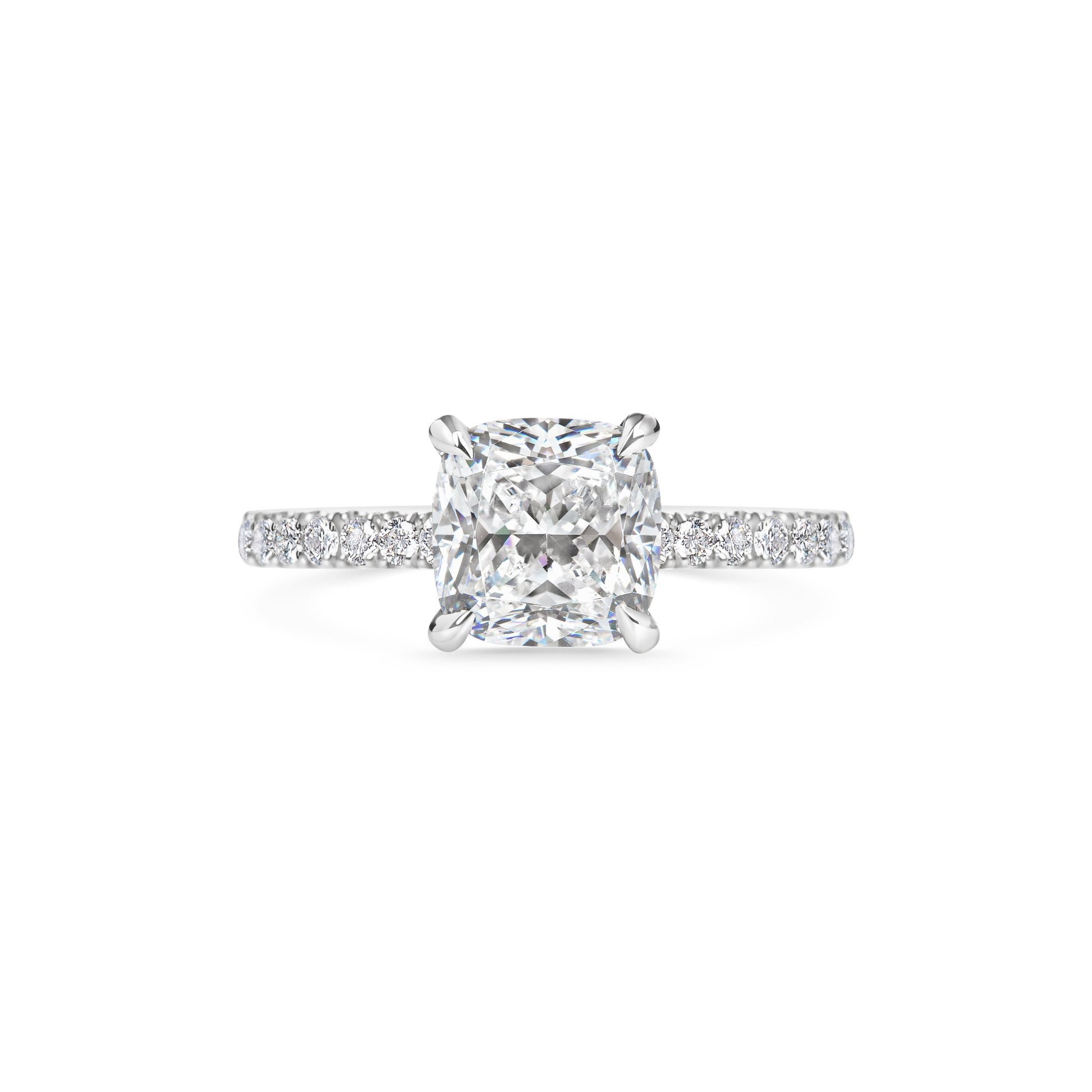 2 CT Cushion Cut Pave CVD F/VS1 Diamond Engagement Ring 1