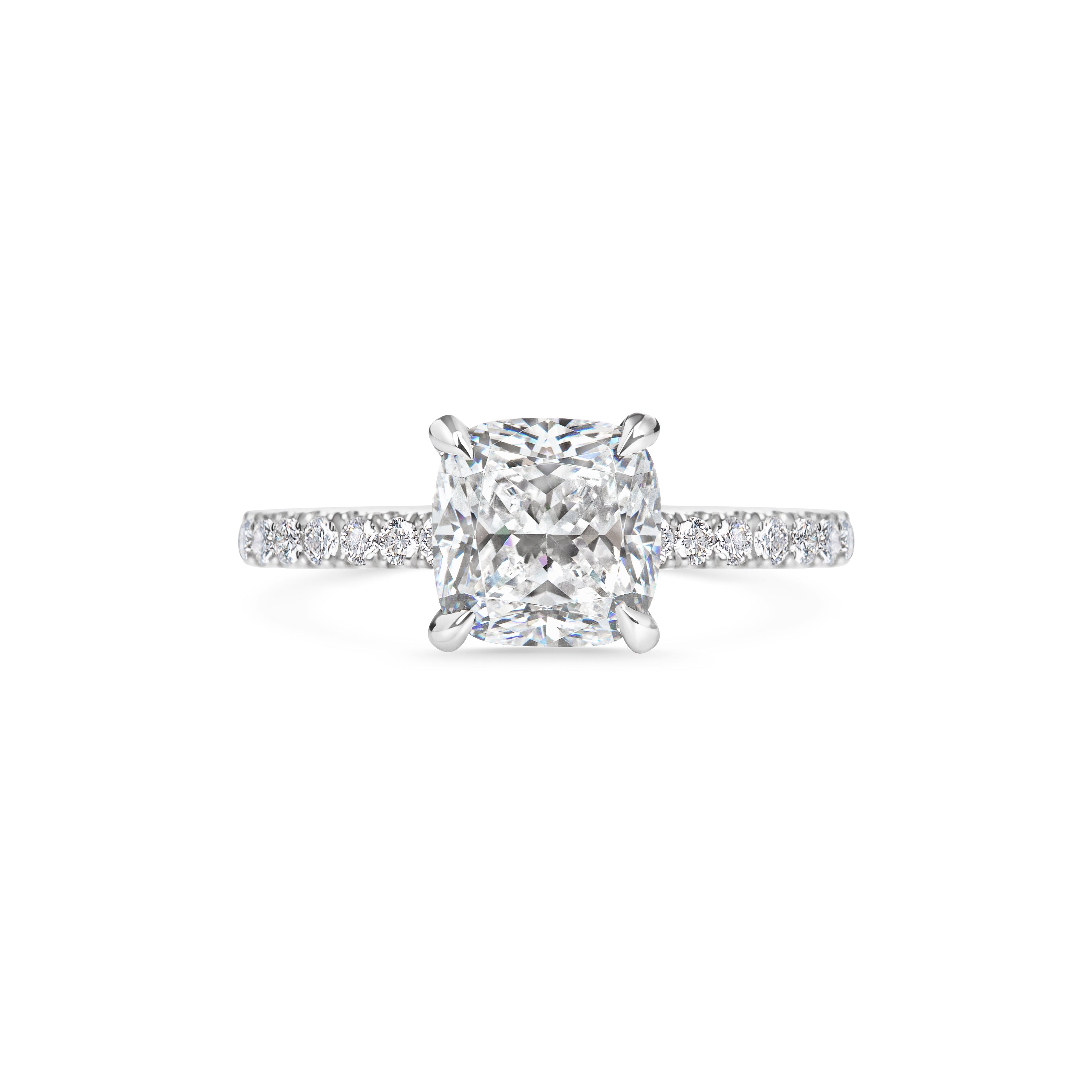 2 CT Cushion Cut Pave CVD F/VS1 Diamond Engagement Ring 1