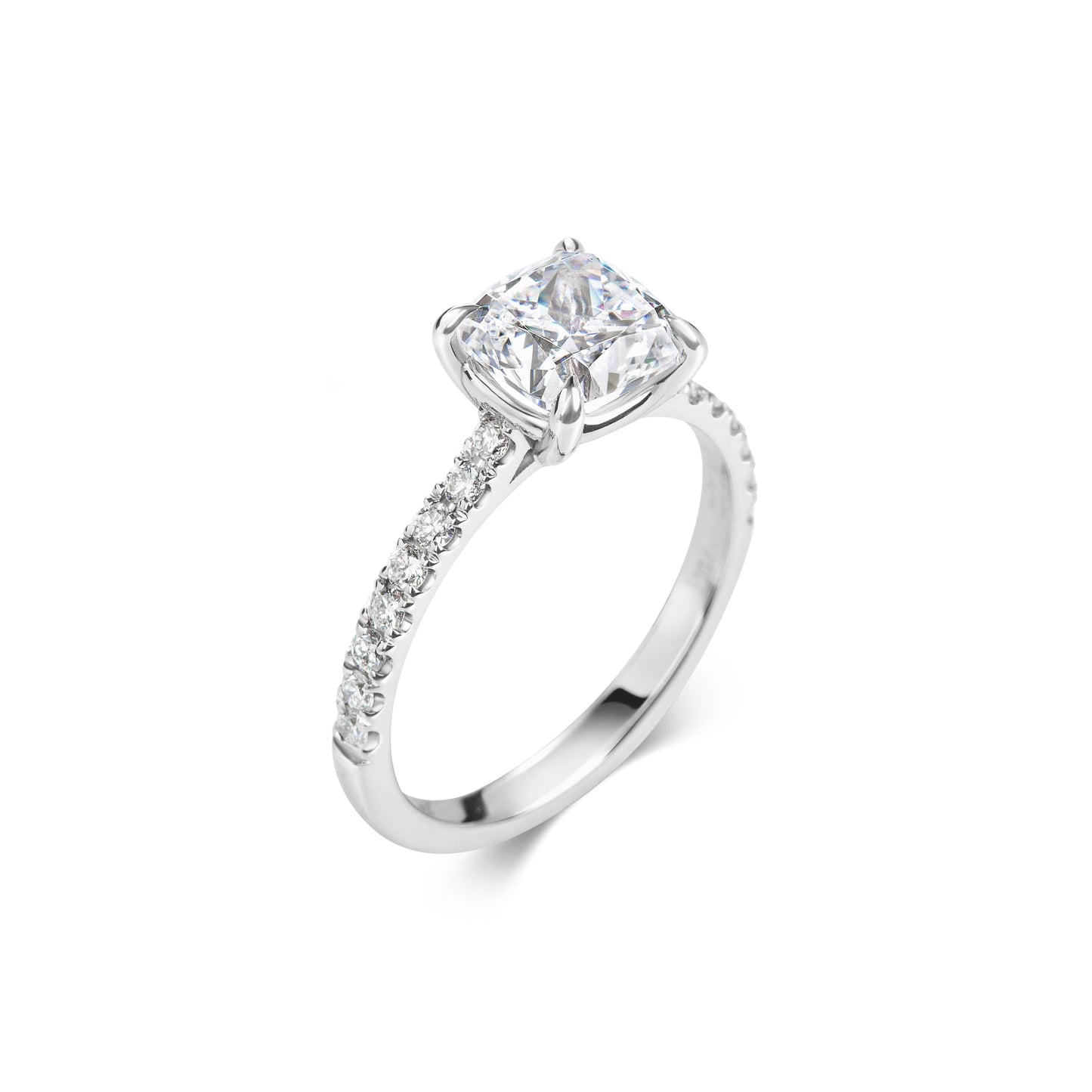 2 CT Cushion Cut Pave CVD F/VS1 Diamond Engagement Ring 3