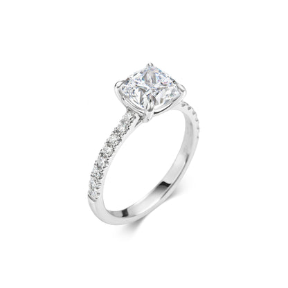 2 CT Cushion Cut Pave CVD F/VS1 Diamond Engagement Ring 3
