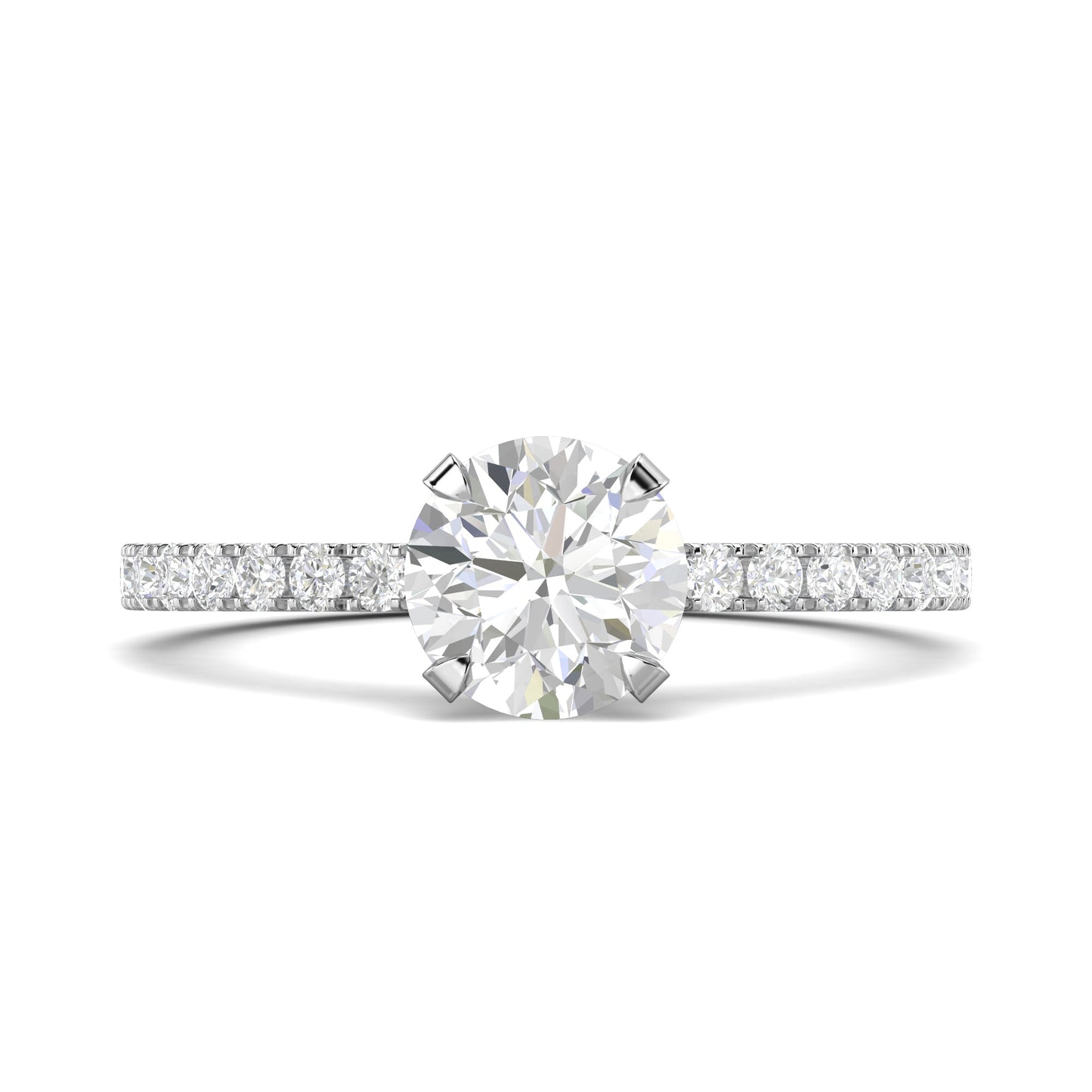 1.03 CT Round Cut Pave CVD F/VS1 Diamond Engagement Ring 1