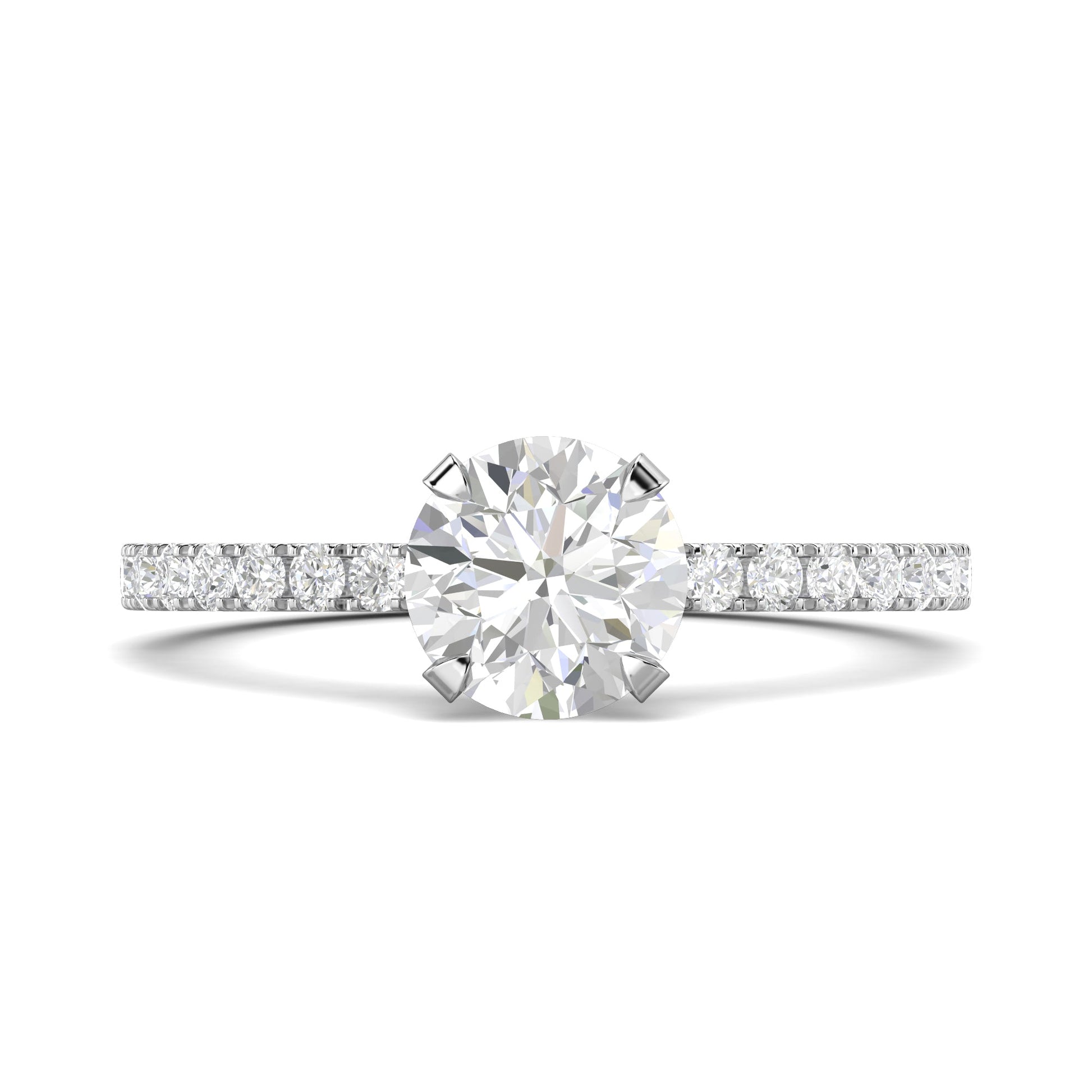 1.03 CT Round Cut Pave CVD F/VS1 Diamond Engagement Ring 1