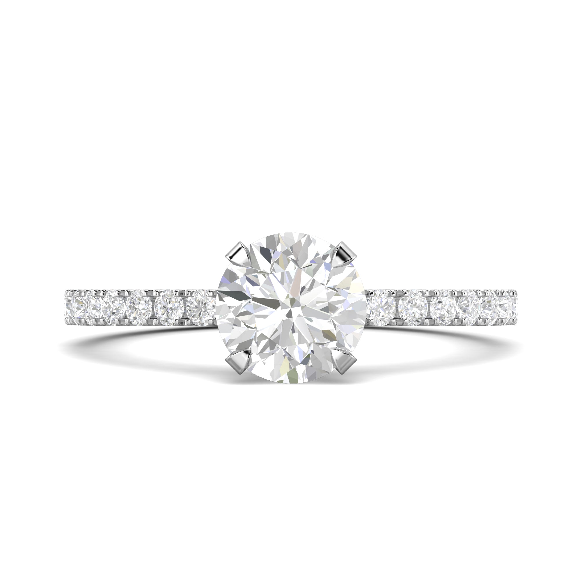 1.03 CT Round Cut Pave CVD F/VS1 Diamond Engagement Ring 1