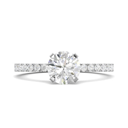1.03 CT Round Cut Pave CVD F/VS1 Diamond Engagement Ring 1