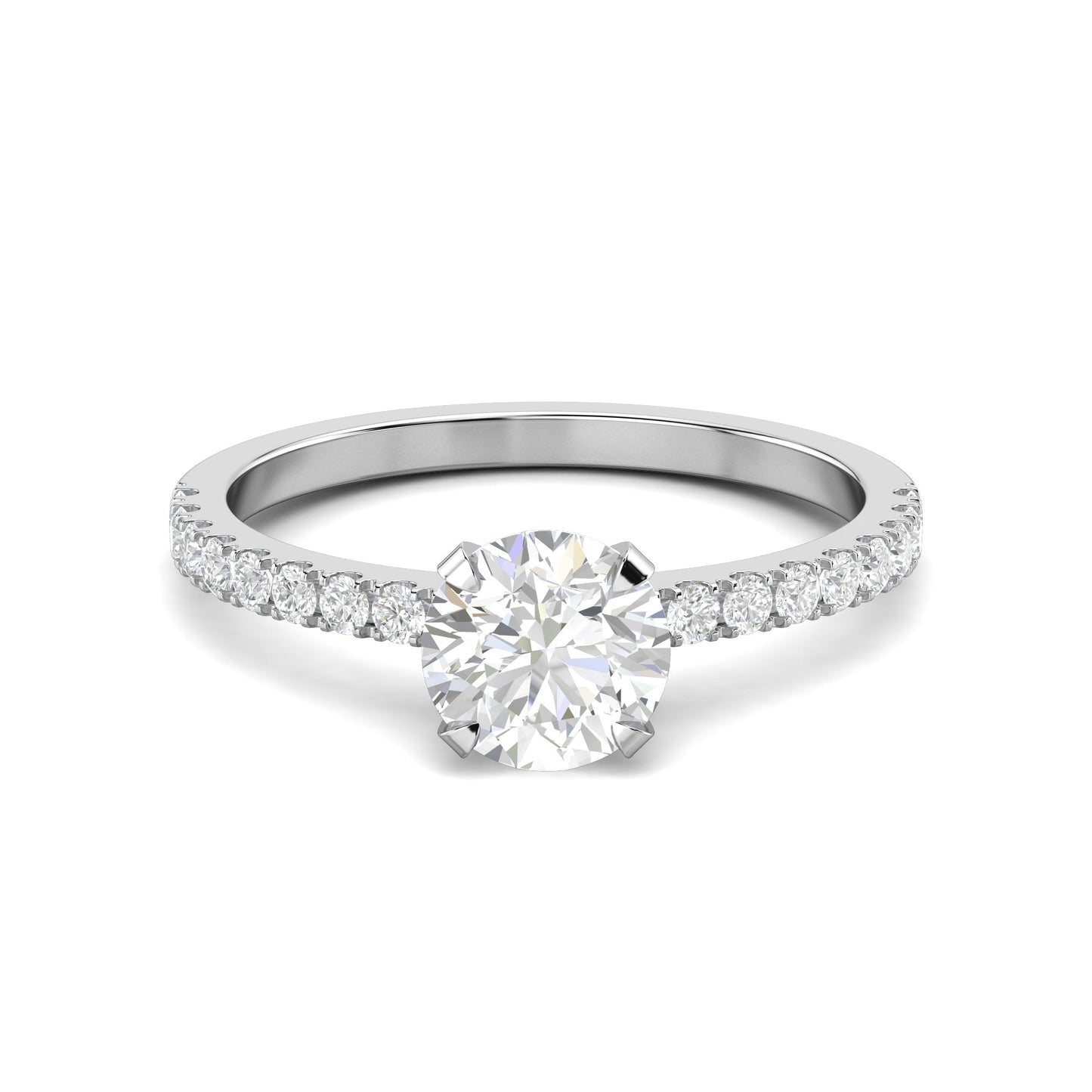 1.03 CT Round Cut Pave CVD F/VS1 Diamond Engagement Ring 3