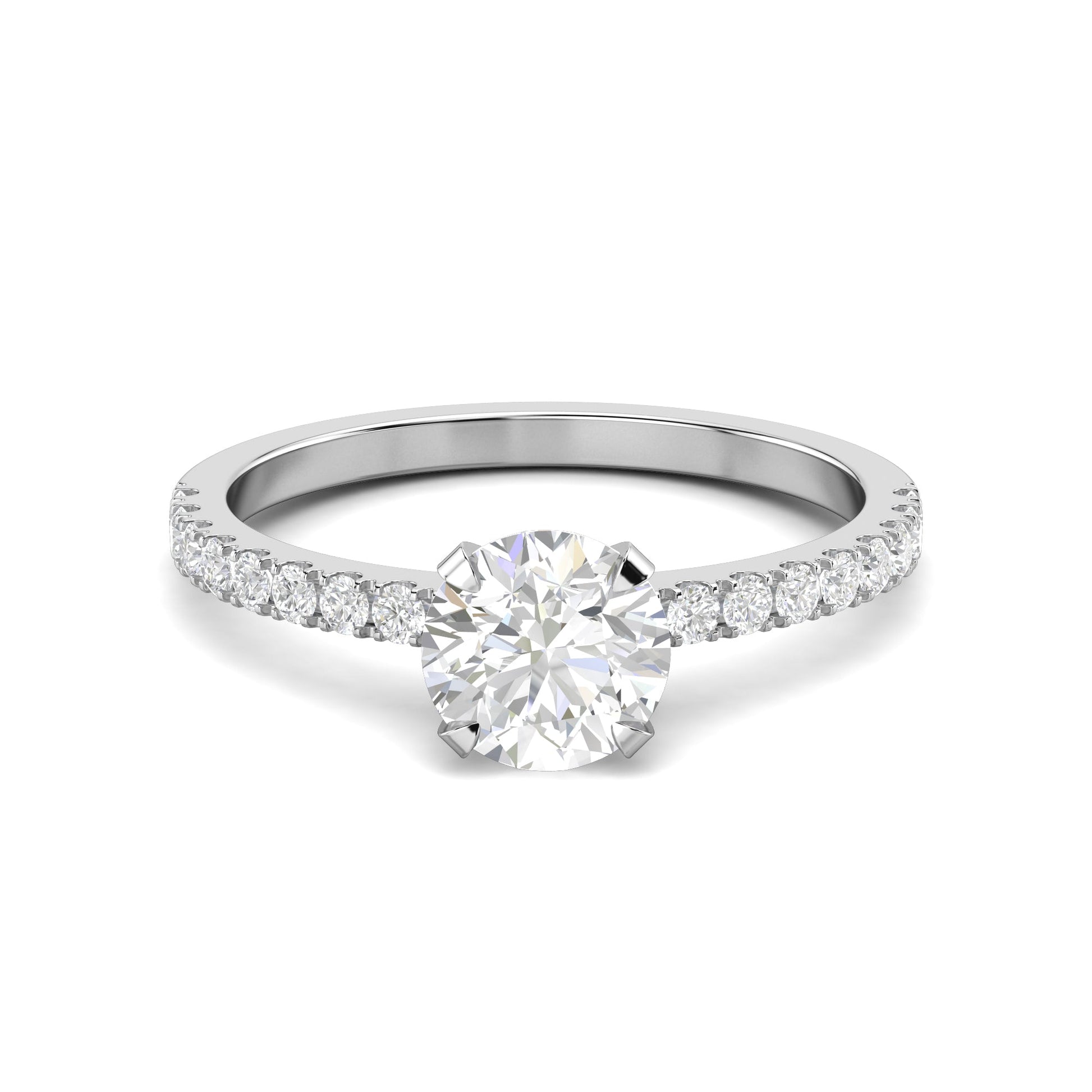 1.03 CT Round Cut Pave CVD F/VS1 Diamond Engagement Ring 3