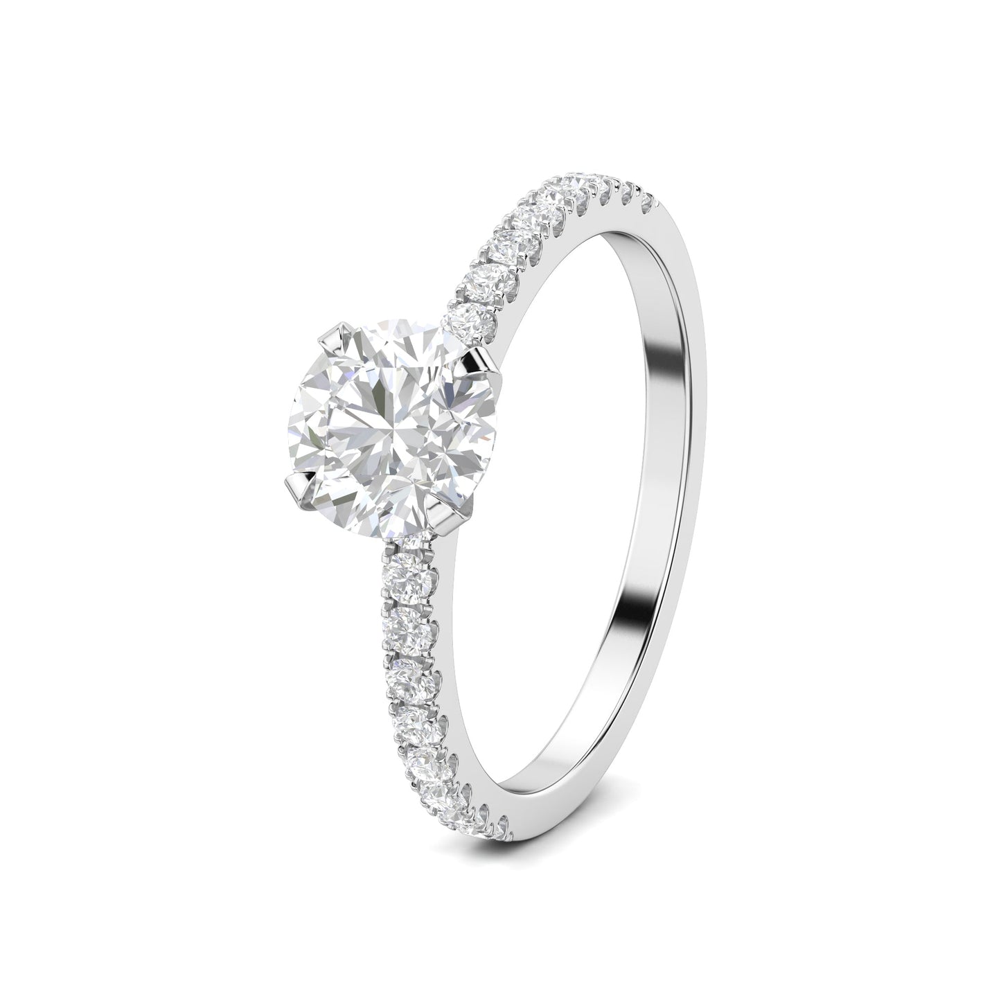 1.03 CT Round Cut Pave CVD F/VS1 Diamond Engagement Ring 5