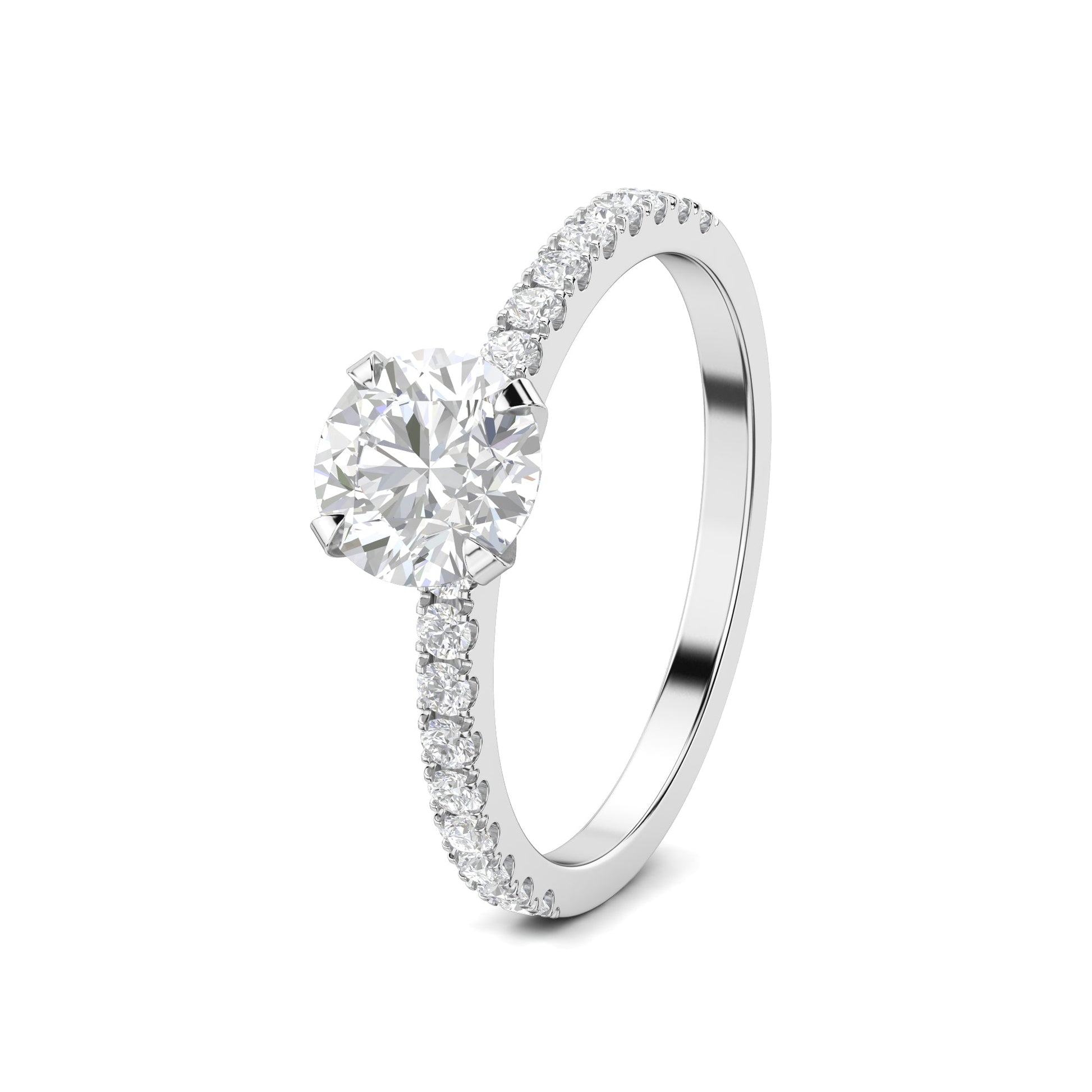 1.03 CT Round Cut Pave CVD F/VS1 Diamond Engagement Ring 5