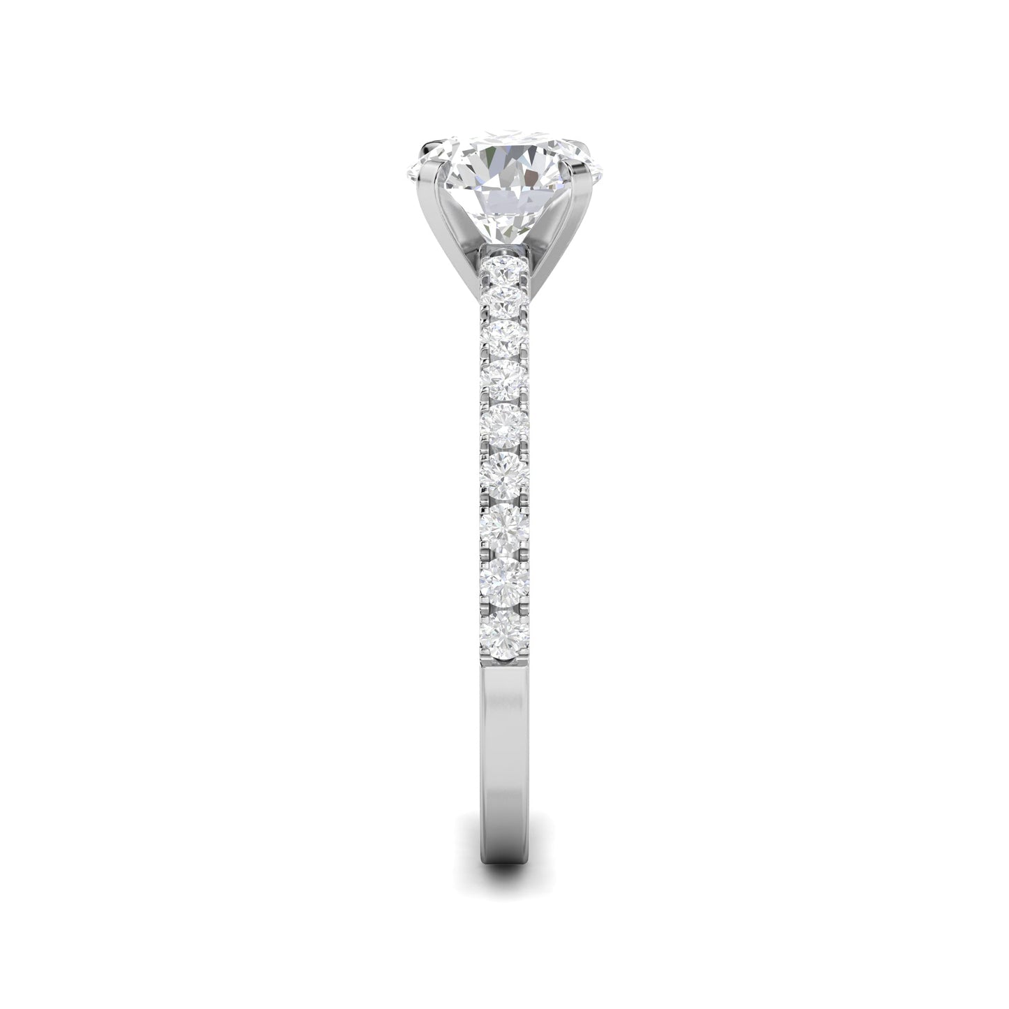 1.03 CT Round Cut Pave CVD F/VS1 Diamond Engagement Ring 4