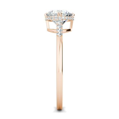 0.7 CT Round Cut Pave CVD F/VS1 Diamond Engagement Ring 15