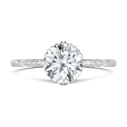 0.7 CT Round Cut Pave CVD F/VS1 Diamond Engagement Ring 1