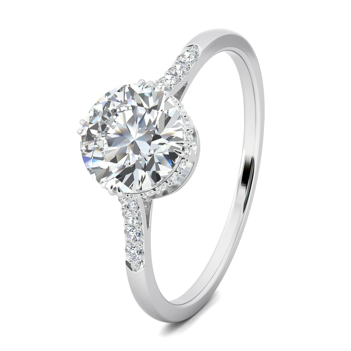 0.7 CT Round Cut Pave CVD F/VS1 Diamond Engagement Ring 4