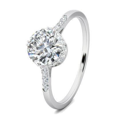 0.7 CT Round Cut Pave CVD F/VS1 Diamond Engagement Ring 4