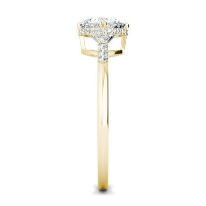 0.7 CT Round Cut Pave CVD F/VS1 Diamond Engagement Ring 9