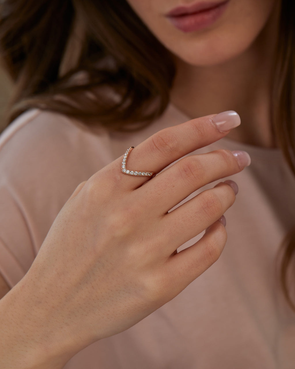 0.5 CT Round V-Shaped Lab Grown Diamond Wedding Band