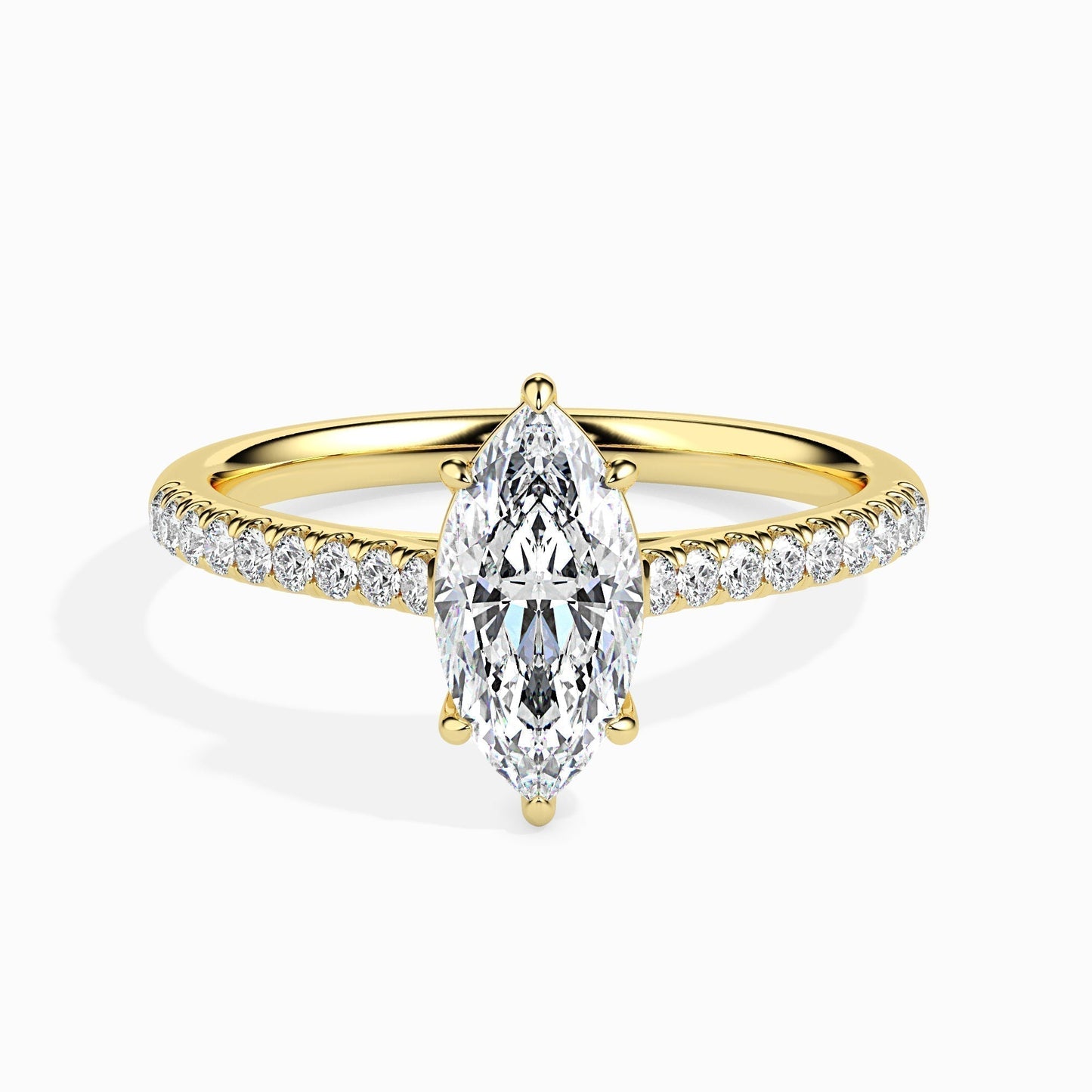 1.0 CT Marquise Cut Pave CVD F/VS Diamond Engagement Ring 4