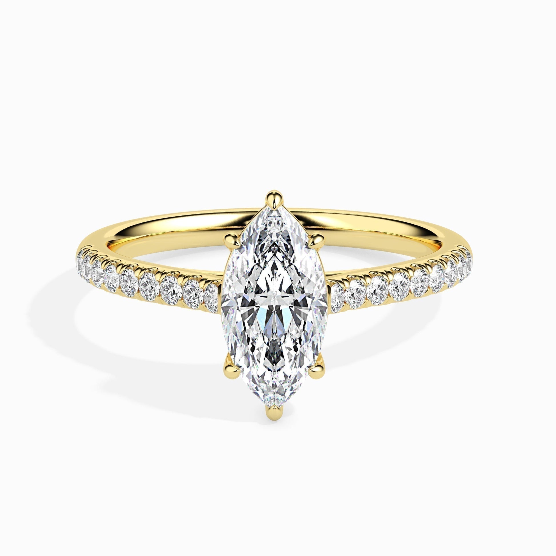 1.0 CT Marquise Cut Pave CVD F/VS Diamond Engagement Ring 4