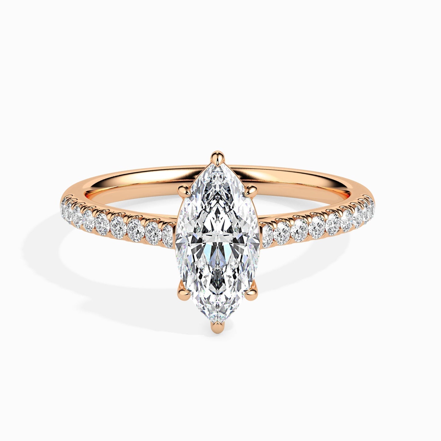 1.0 CT Marquise Cut Pave CVD F/VS Diamond Engagement Ring 8