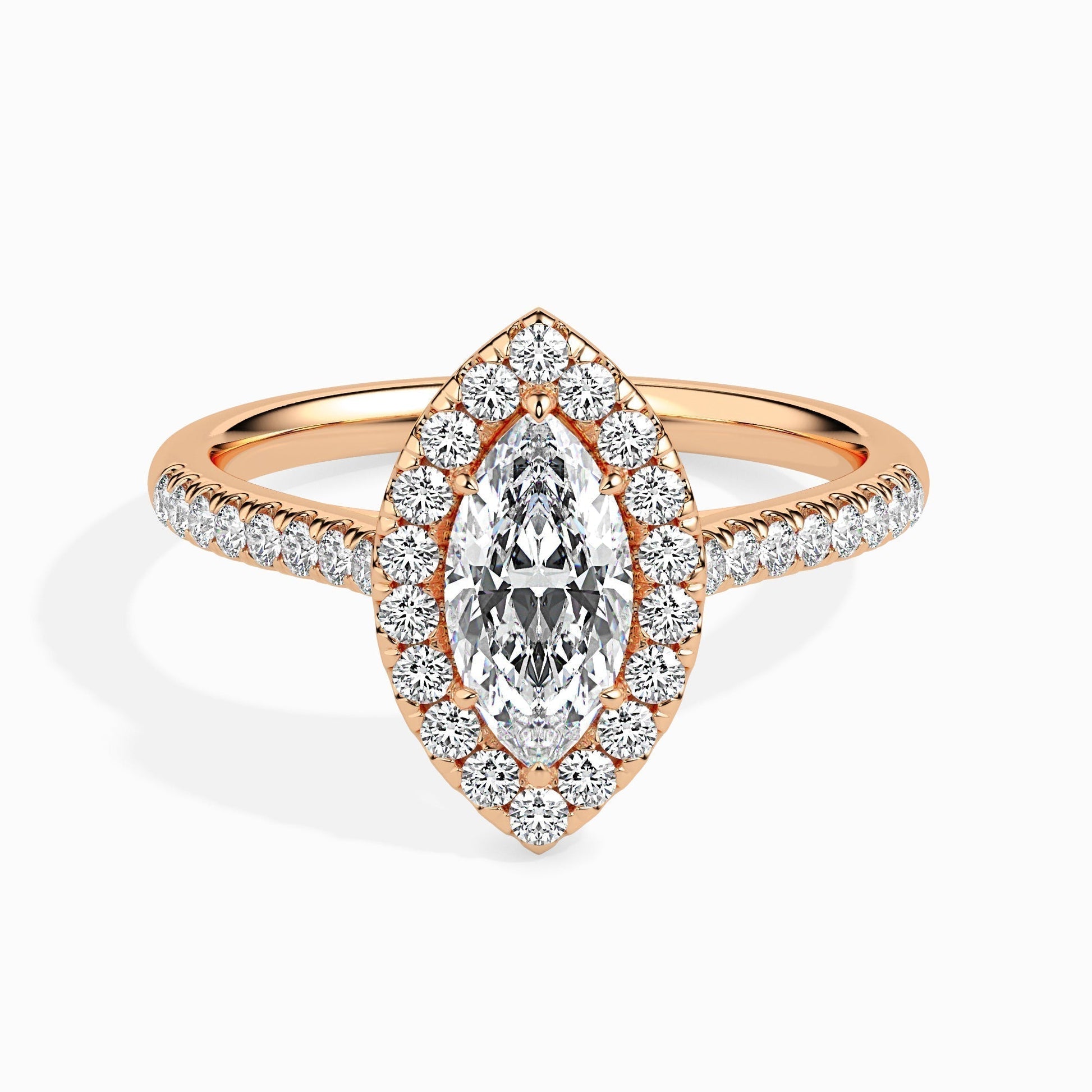 1 CT Marquise Halo CVD F/VS Diamond Engagement Ring 8