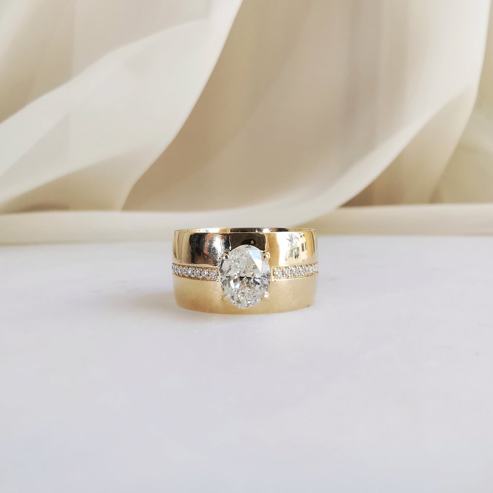 1.36 CT Oval & Round Unique Lab Grown Diamond Wedding Band