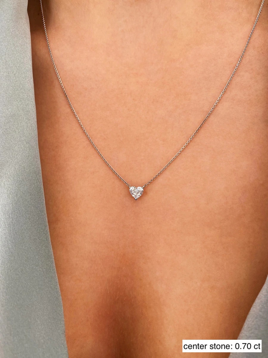 0.7 CT Heart Solitaire Lab Grown Diamond Necklace