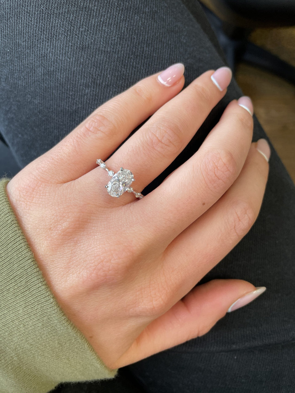 Oval Cut Pave Lab Grown Diamond Engagement Ring