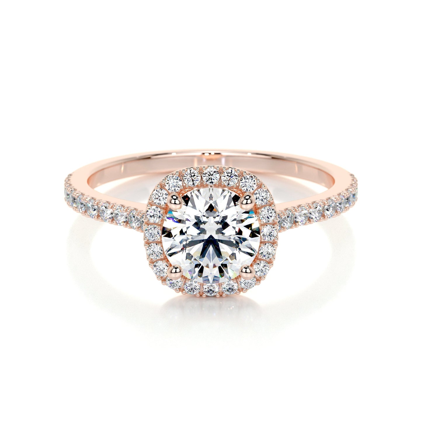1.0 CT Round Halo CVD E/VS2 Diamond Engagement Ring 9