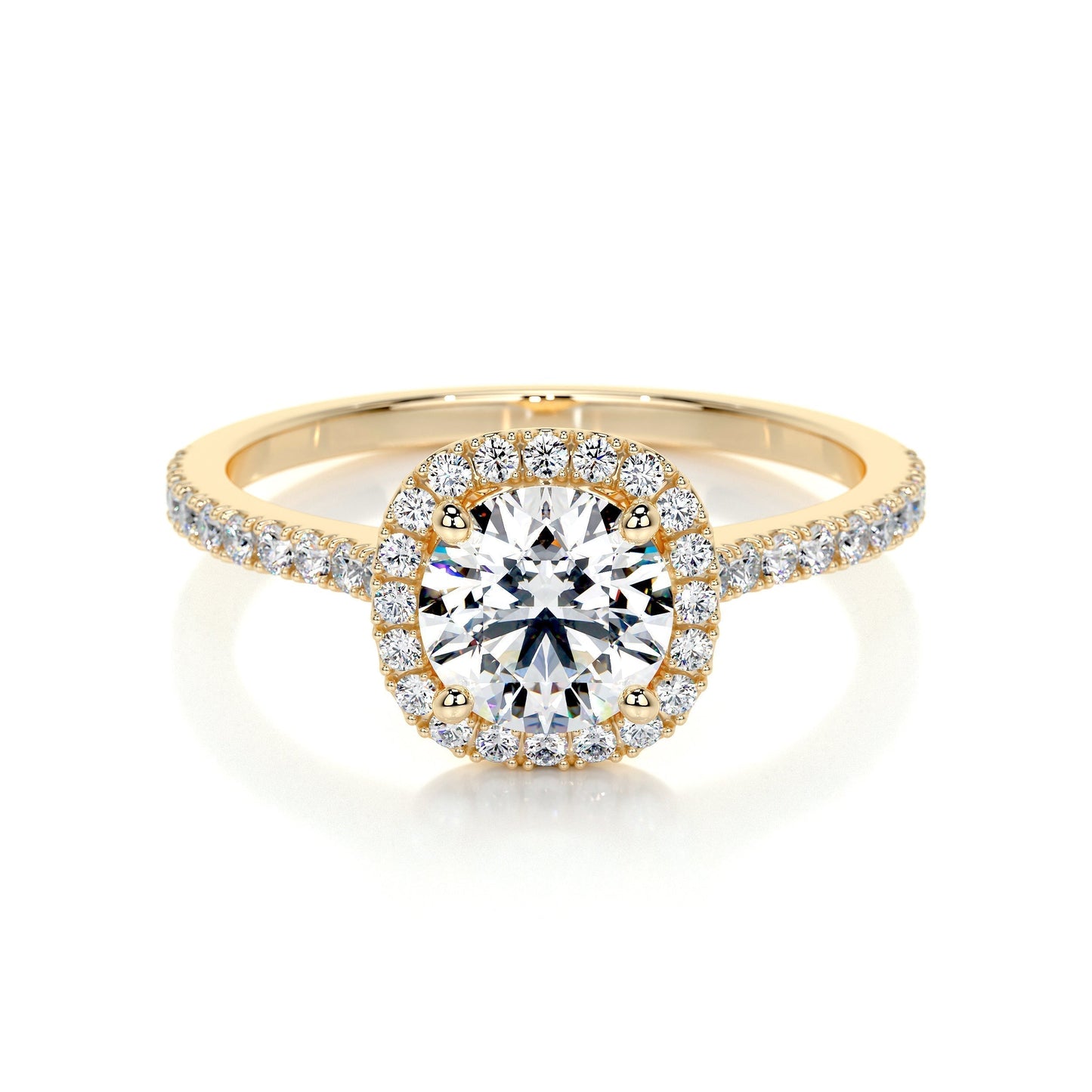 1.0 CT Round Halo CVD E/VS2 Diamond Engagement Ring 14