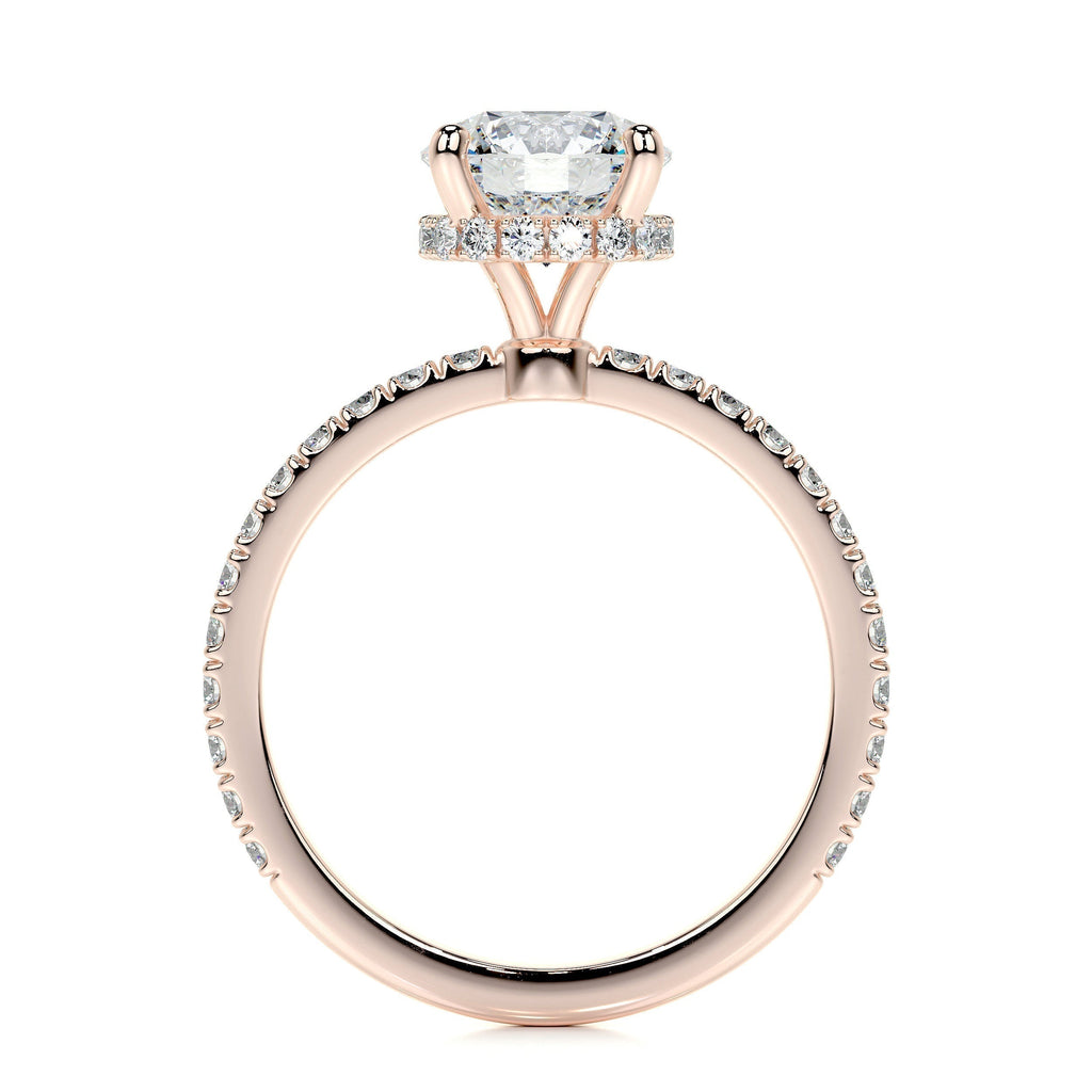 Round Hidden Halo Pave Lab Grown Diamond Engagement Ring