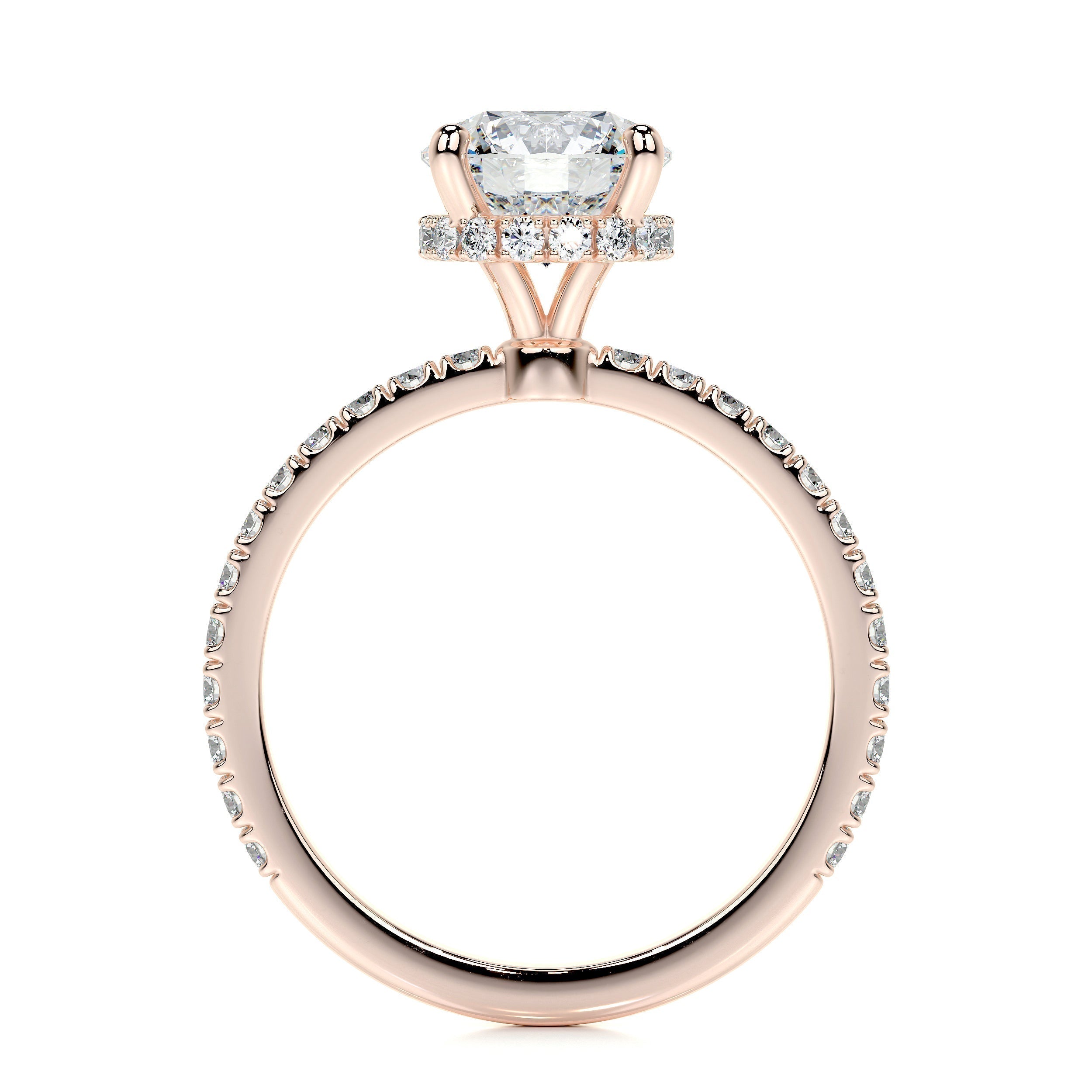 Round Hidden Halo Pave Lab Grown Diamond Engagement Ring