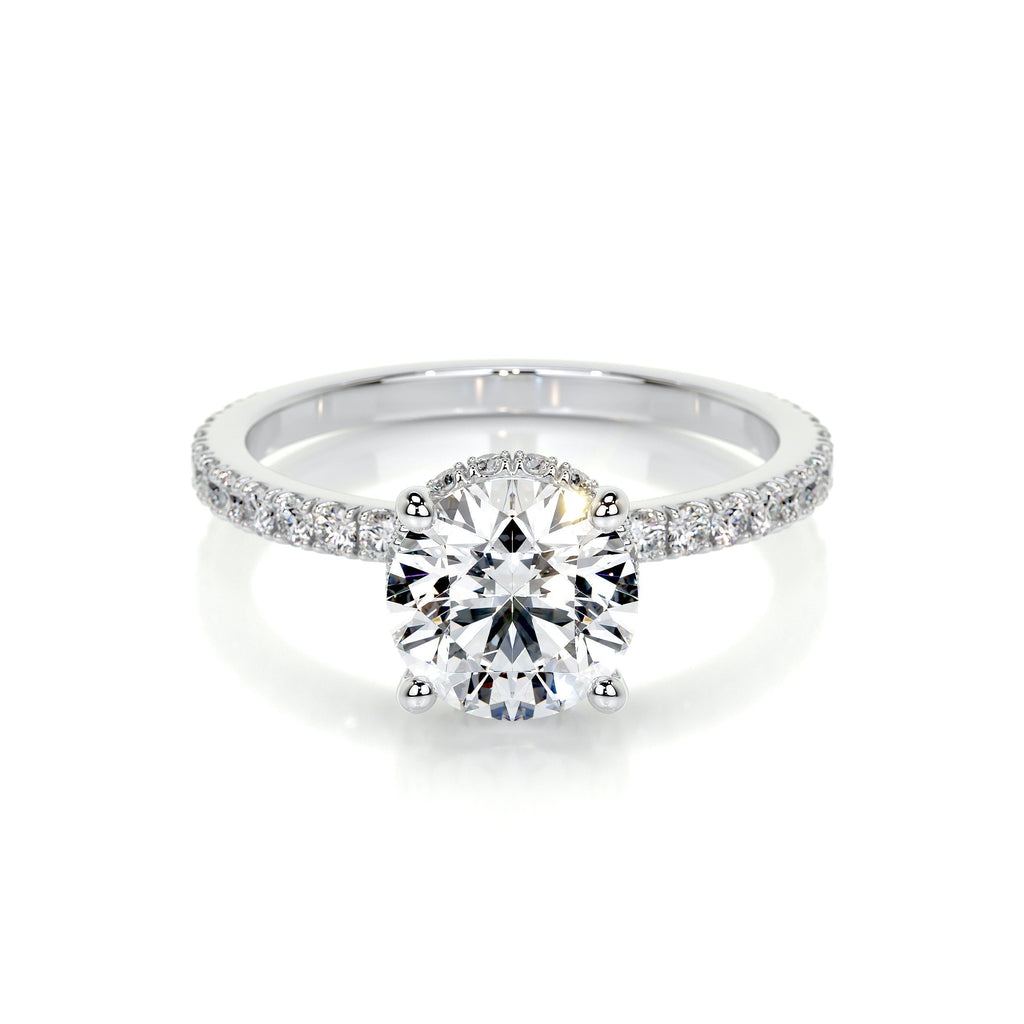 Round Hidden Halo Pave Lab Grown Diamond Engagement Ring
