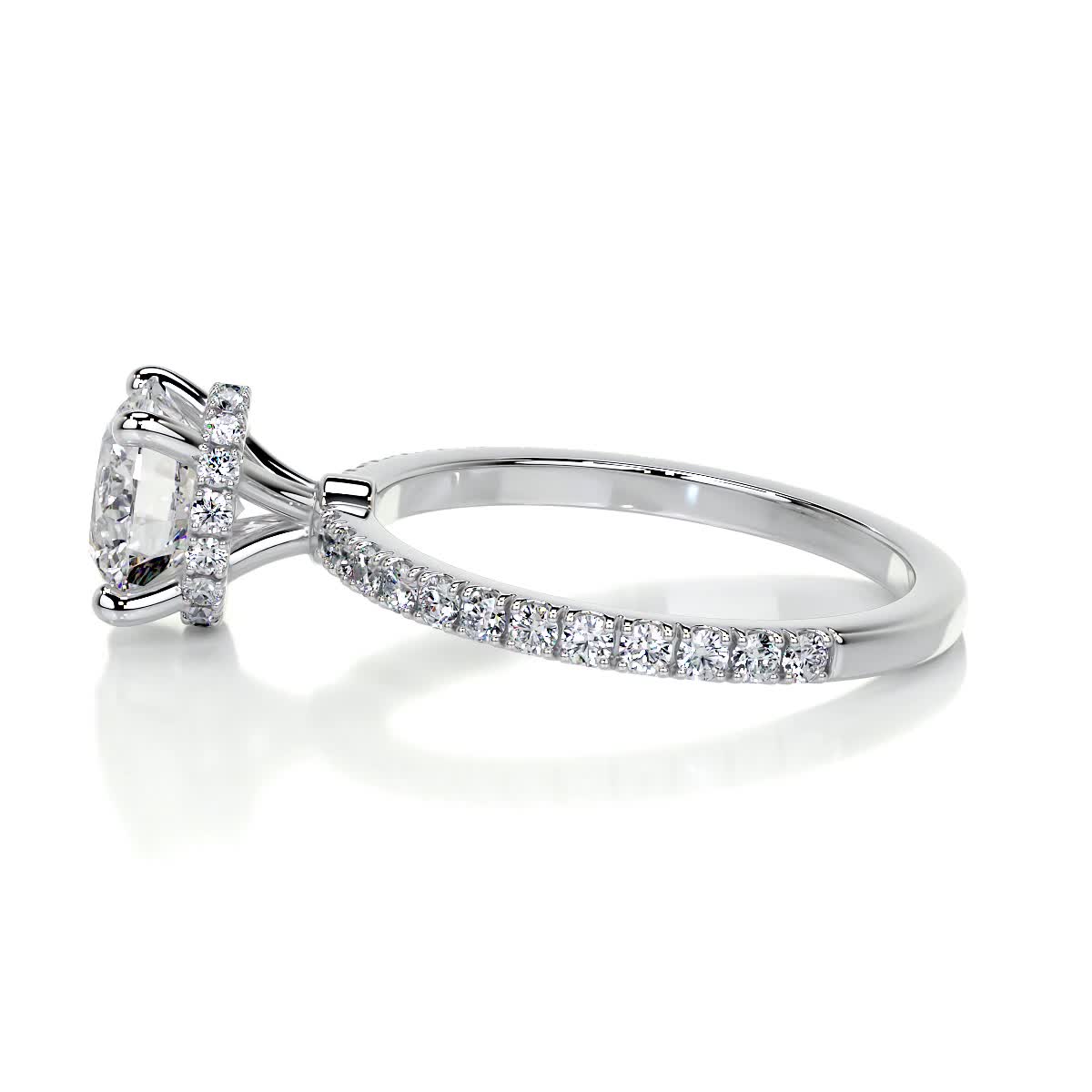 Round Hidden Halo Pave Lab Grown Diamond Engagement Ring