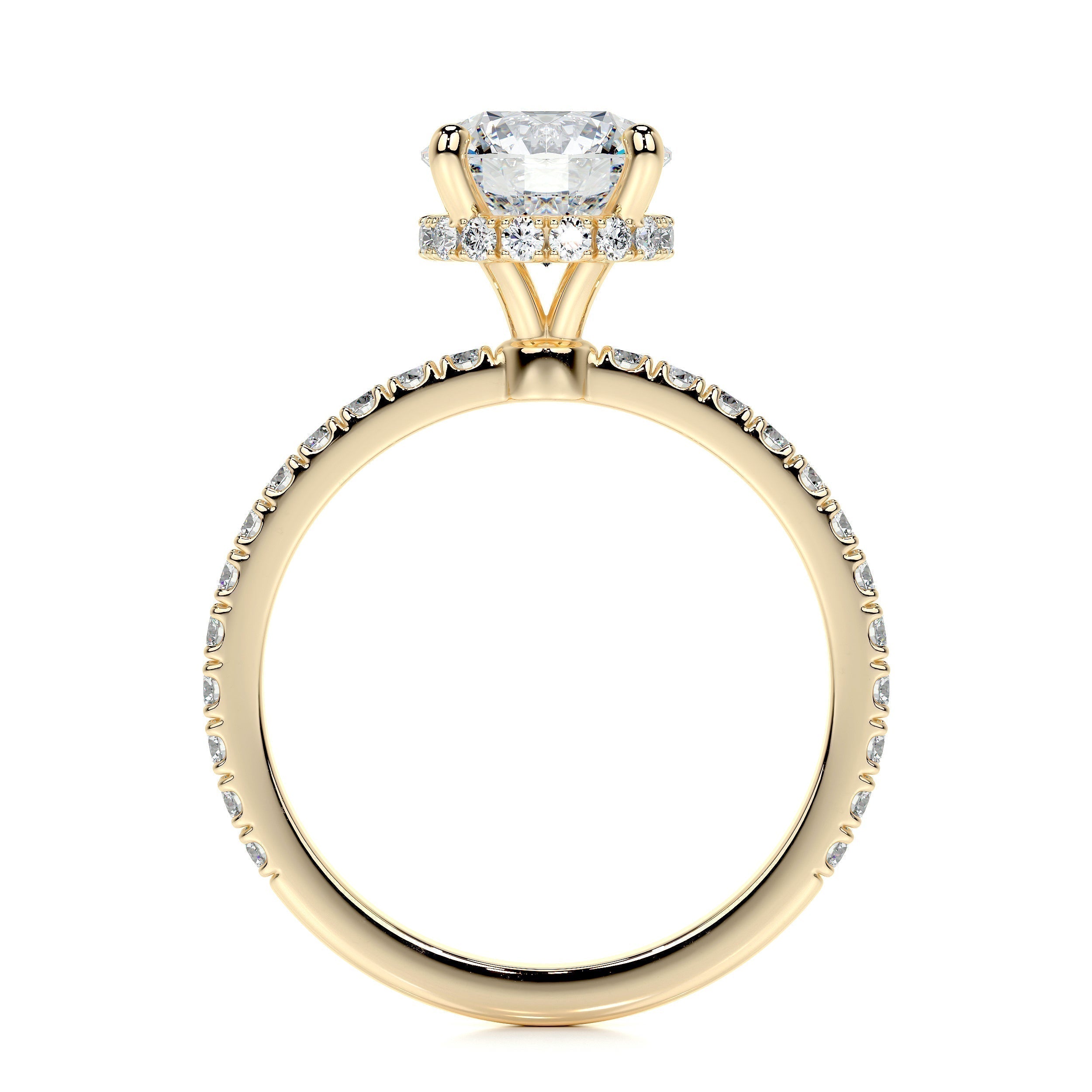 Round Hidden Halo Pave Lab Grown Diamond Engagement Ring