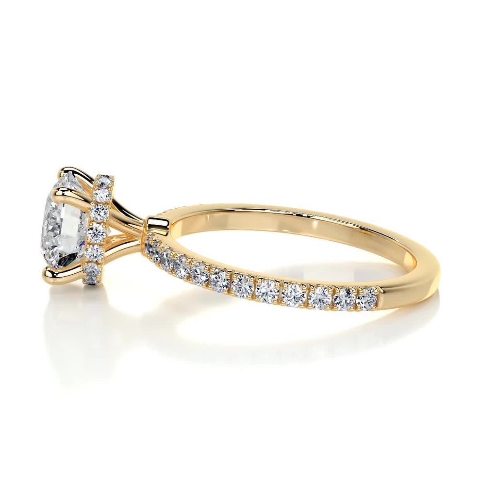 Round Hidden Halo Pave Lab Grown Diamond Engagement Ring
