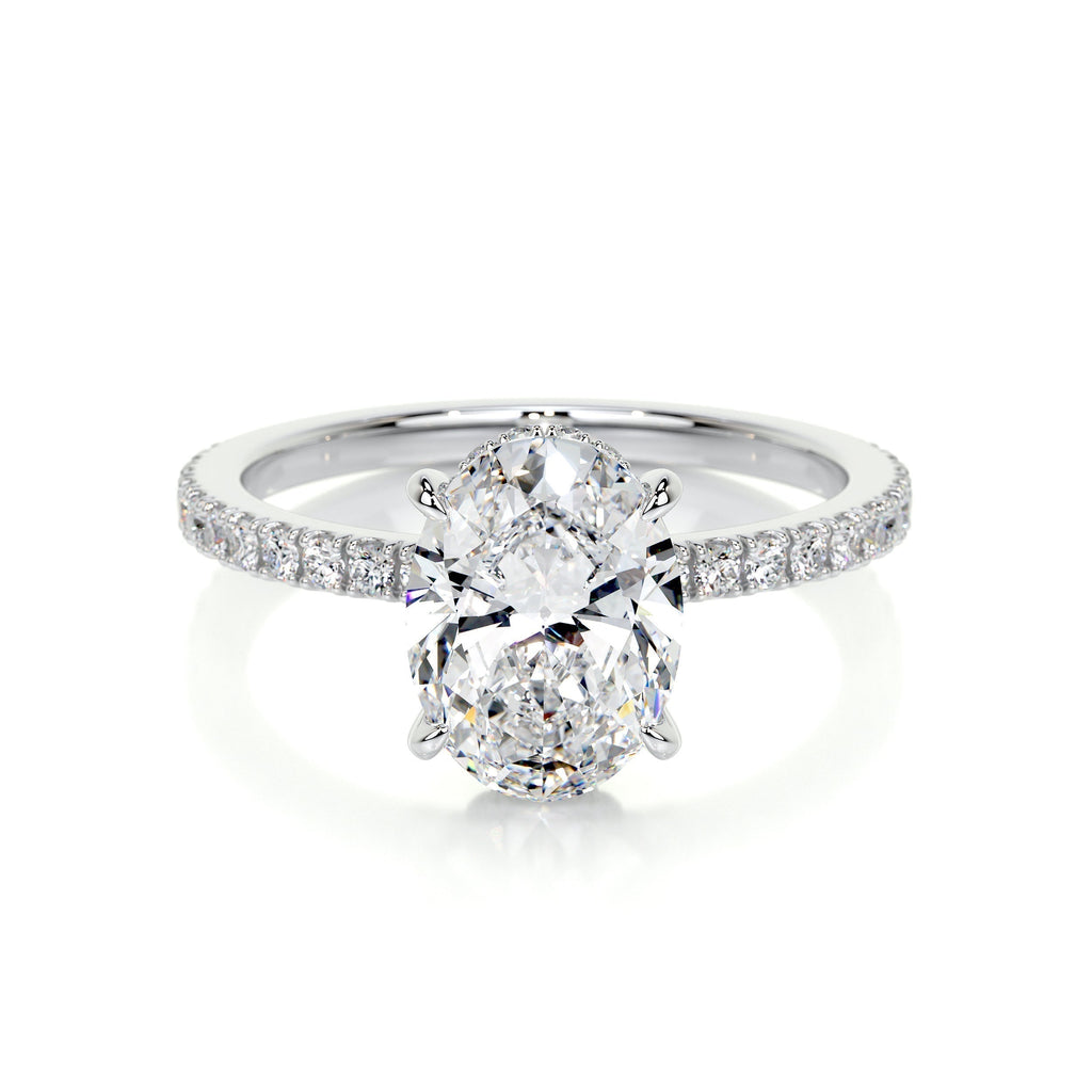 Oval Hidden Halo Pave Lab Grown Diamond Engagement Ring