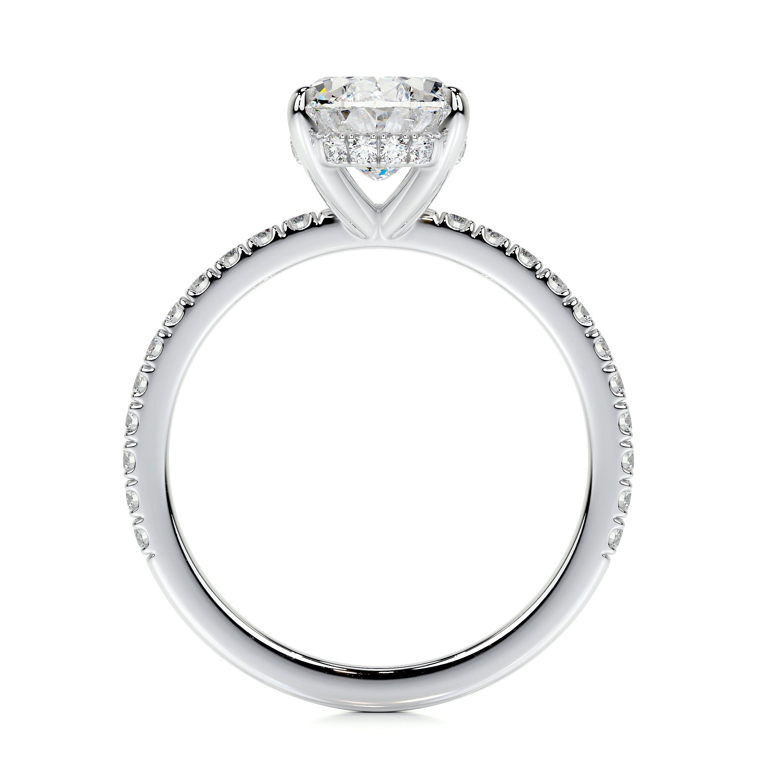 Oval Hidden Halo Pave Lab Grown Diamond Engagement Ring